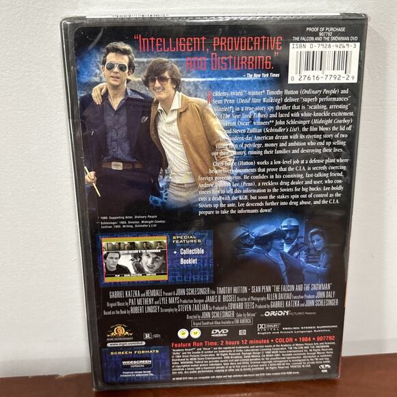 The Falcon and the Snowman DVD Sean Penn - Brand New Sealed - Picture 2 of 6